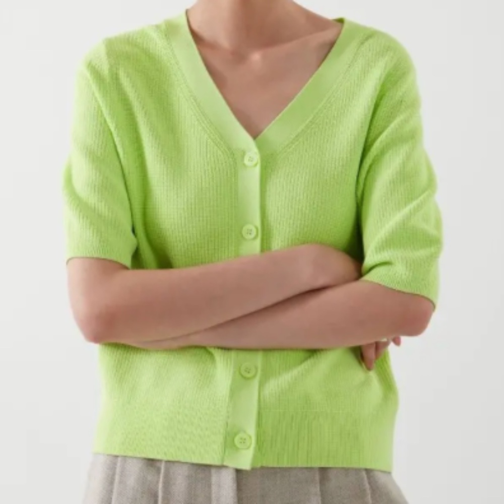 COS Short-Sleeve Cardigan - Bright Green, S